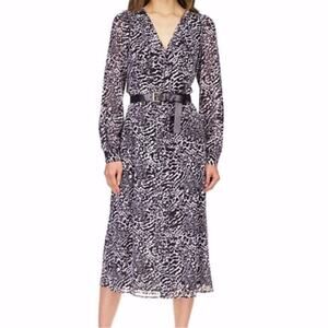 Michael Kors Animal Print Kate Midi dress white black - PS